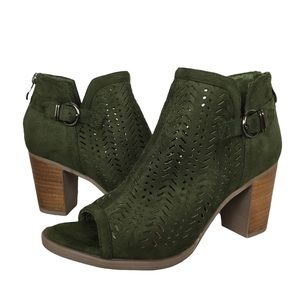 LOB Footwear Laser Cutouts PeepToe high heel Booties